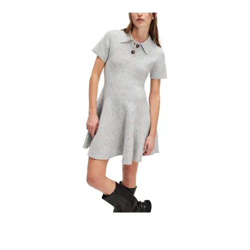 FREE PEOPLE Bardot Lexter Knit Dress Short-Sleeved Dresses Women's Dove Grey/Dove Gray