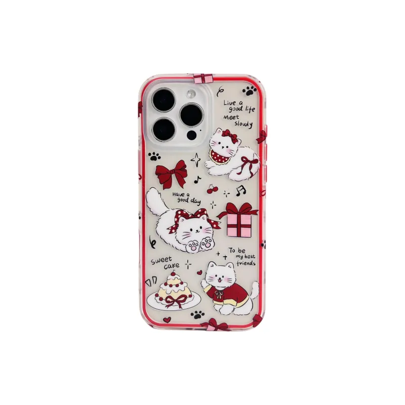 Wei Xin Acrylic Material 2 in 1 Bowknot Cat Phone Cases Compatible With IPhone 16/15 Pro Max/Apple 13/14 Pro/Max-4