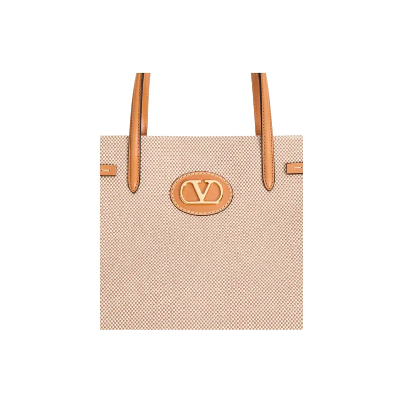 Valentino GARAVANI Canvas Tote Bag Shopping Bag Shoulder Bag Crossbody Bag Handbag Medium Size Women's Natural Tobacco-5