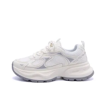 HUANQIU Wear Resistant Support Height Increasing Low Top Chunky Sneakers Women's White Silver