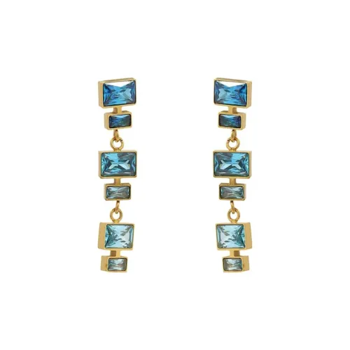ANARTXY Surgical Steel Zircon Zirconia Earrings Women's Blue/Pink/Multicolor