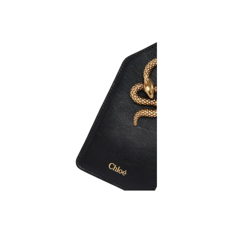 Chloe Buffalo Leather Coin Purse, Card Holder Women's Black-3