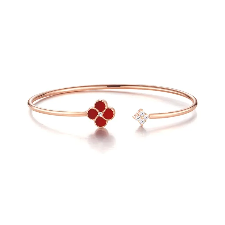 Ji Zhi S925 Silver Bangles Women's Rose Gold-0
