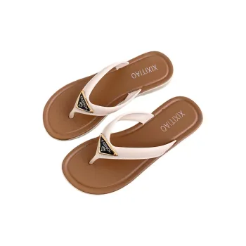SHIGUDE Slippers Women's White Brown