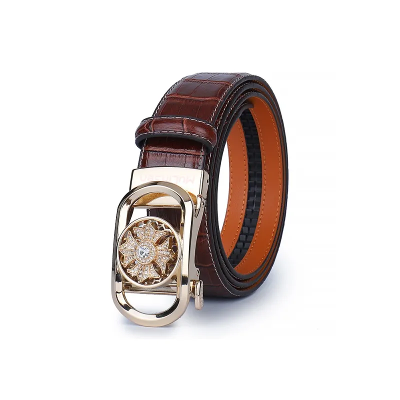 Mulinsen Cow Split Leather Alloy Leather Belts Unisex 3.5cm-0