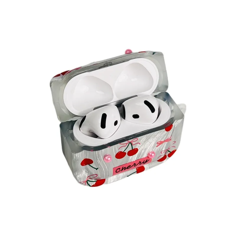 Compatibility With Apple AirPods 4/2/3/4th Generation/AirPods Pro/Pro 2 TPU Camlet Bowknot Cherry Headphone Cases-6
