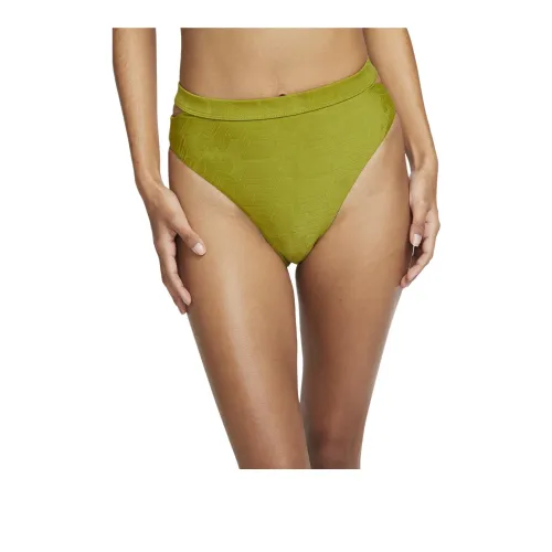 Nike SwimWomen's Cut-Out High-Waisted Bikini Bottoms Swimming Shorts Women's Moss Green