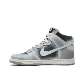 Nike Dunk High Anti Slip Wear Resistant High Top Skateboard Shoes Unisex Gray White