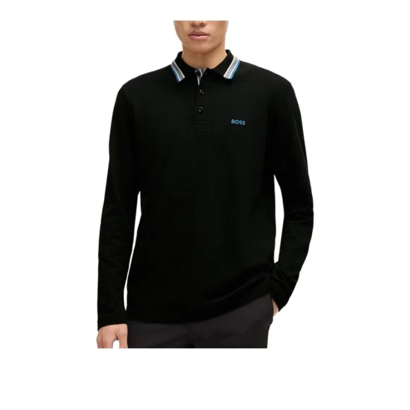 HUGO BOSS Logo Embroidered Long Sleeved Polo Shirt-2