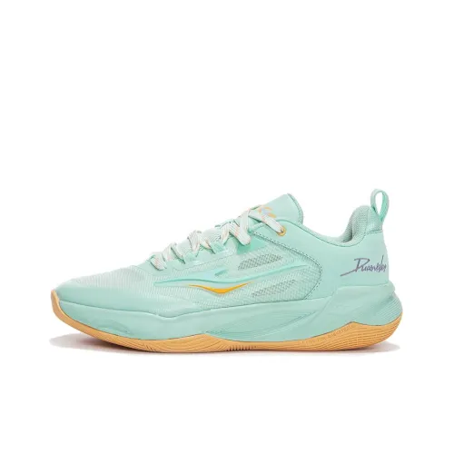 Erke Non slip Wear resistant Shock Absorption Low Top Basketball Shoes Men's Green Orange