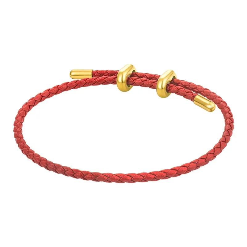 CHOW TAI FOOK Cow Leather Fortune Bracelet Unisex-1