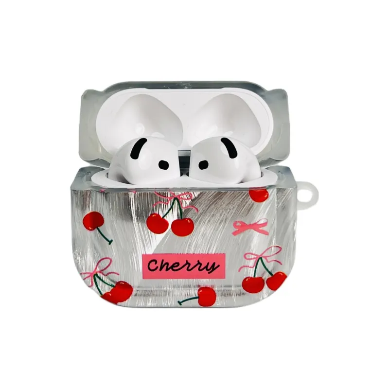 Compatibility With Apple AirPods 4/2/3/4th Generation/AirPods Pro/Pro 2 TPU Camlet Bowknot Cherry Headphone Cases-1