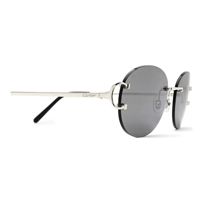CARTIER Metal Oval Sunglasses Women's Silver-2