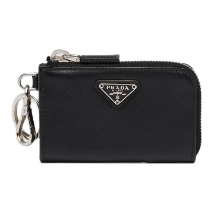 PRADA Saffiano Leather Key Pouch Women's Black-4