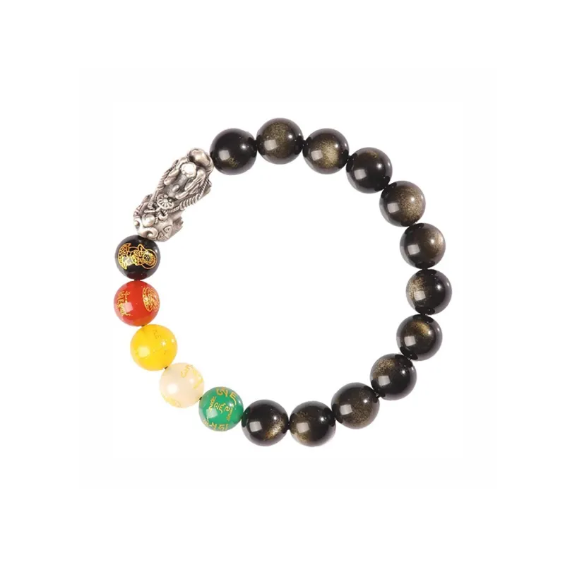ZUIWENGLANGYASHANWENCHUANG Obsidian Bracelets Unisex-0