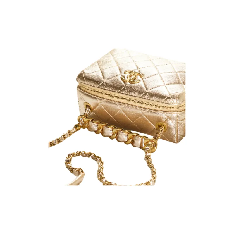 CHANEL 22SS Sheepskin Crossbody Bags Mini Women's Gold-3