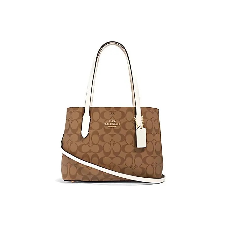 COACH Avenue Canvas With Leather Tote Bag, Shopping Bag, Portable Crossbody Bag, Shoulder Bag Medium Size Women's-0