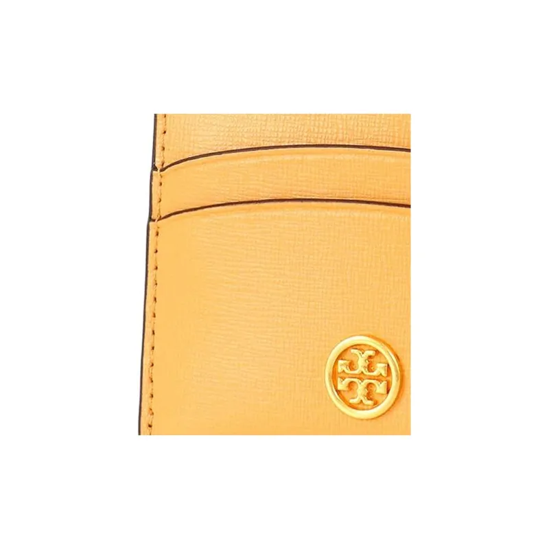 TORY BURCH Robinson Leather Card Holder Women's Light Mango-4