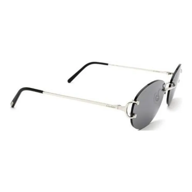 CARTIER Metal Oval Sunglasses Women's Silver-1