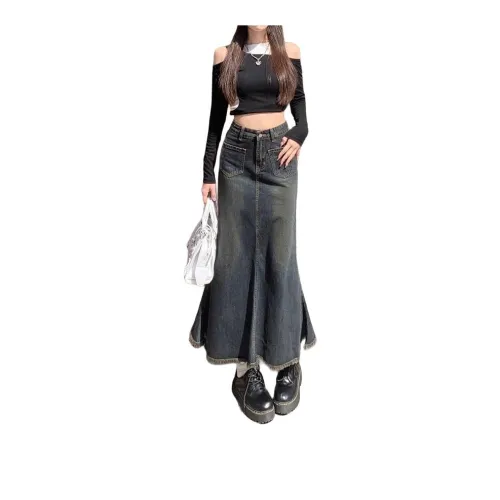Rose Denim Long Skirts Women's