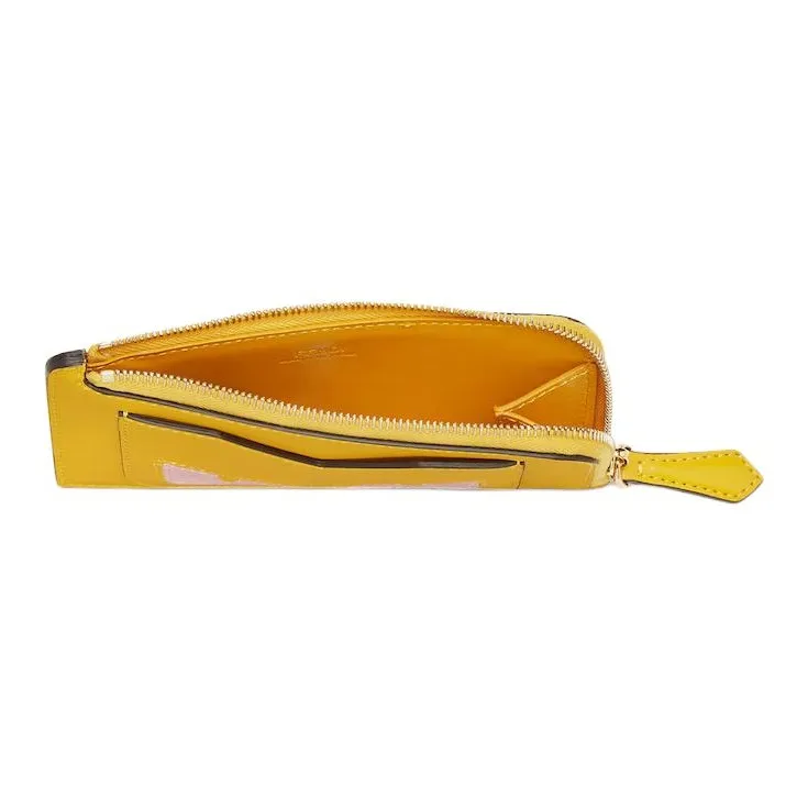 FENDI Calfskin Card Holder Women's Yellow-2
