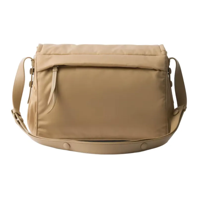 PRADA Re Nylon Fabric Shoulder Bag Medium Size Women's Camel Brown-3
