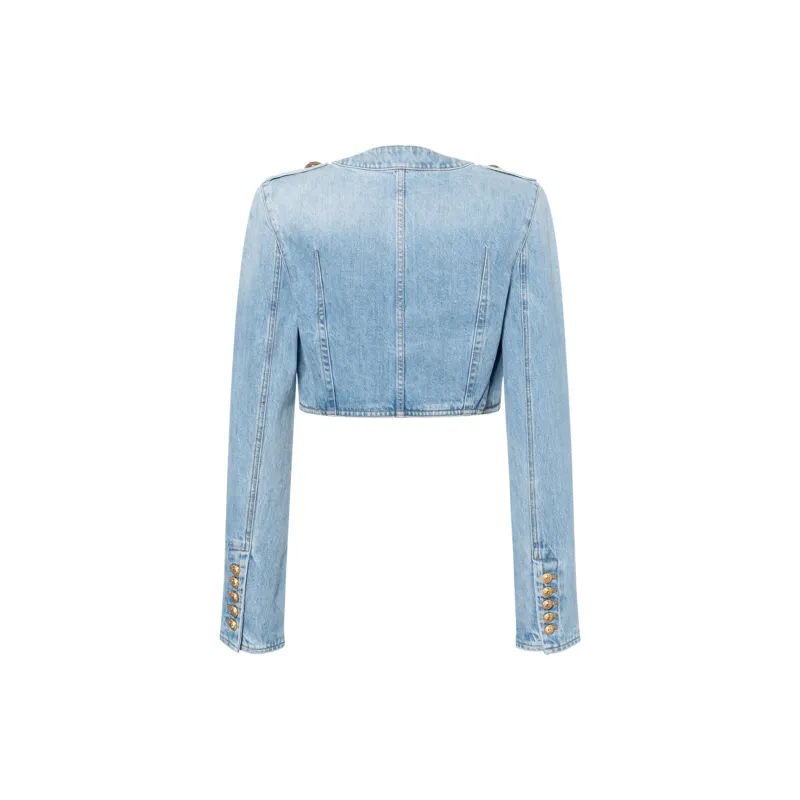 BALMAIN FW22 Denim Jacket Women's Blue-1