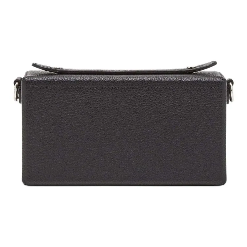 FENDI BaguetteTrunk Calfskin Shoulder Bag Crossbody Bag Handbag Small Size Men's Black-2