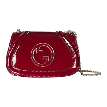GUCCI Blondie Patent Leather Crossbody Bag Shoulder Bag Mini Women's Red