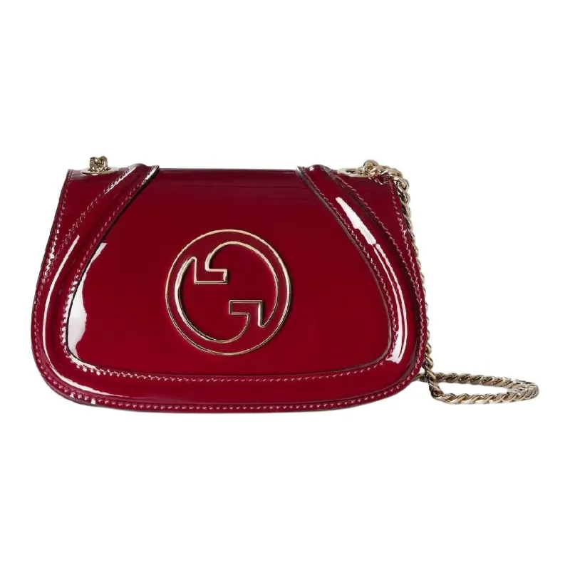 GUCCI Blondie Patent Leather Crossbody Bag Shoulder Bag Mini Women's Red-0
