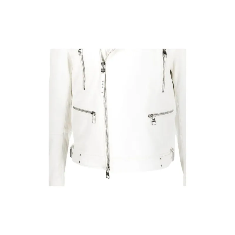 Alexander McQueen Leather Jacket Men's White-5