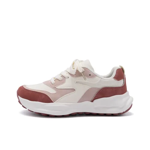 HUANQIU Anti Slip And Wear Resistant Height Increasing Low Top Casual Shoes Women's Beige Pink