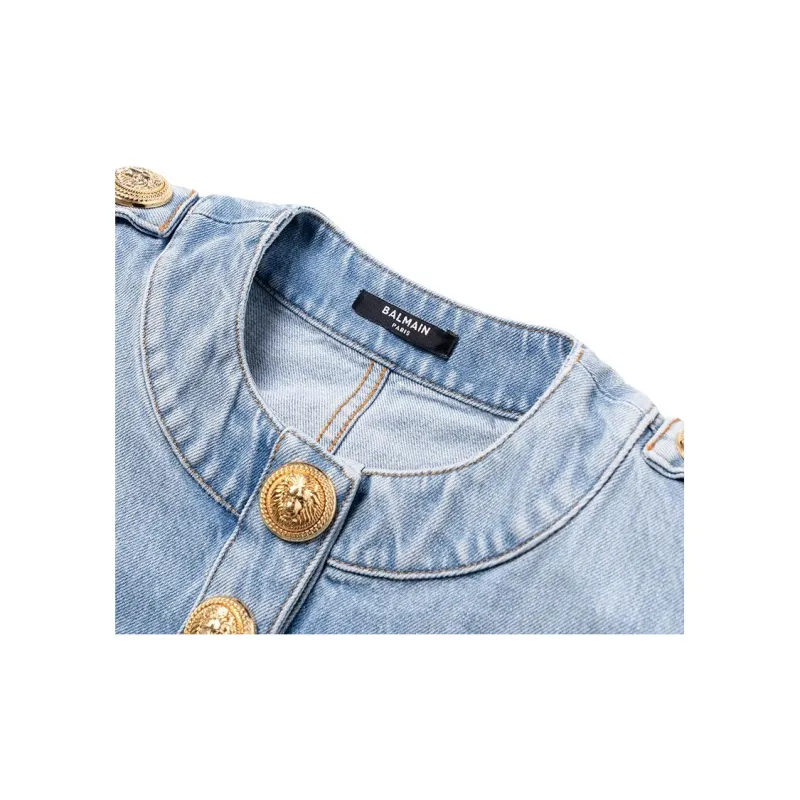 BALMAIN FW22 Denim Jacket Women's Blue-5