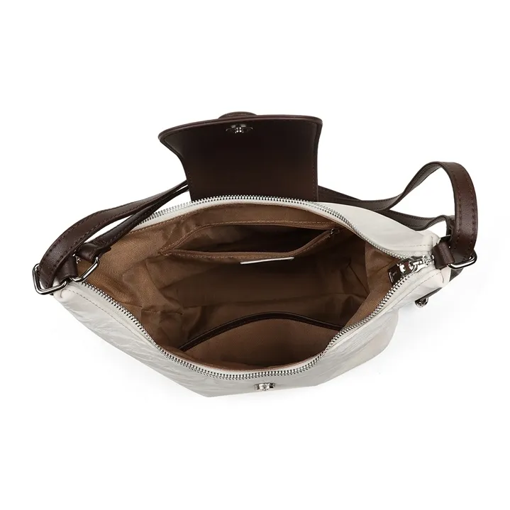 C°BANNER Cow Leather Underarm Tote Shoulder Bag Regular Women's White & Coffee-3