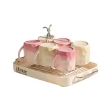 Fine Handle Gradient Mug-Gradient Pink and Yellow Set+Rabbit Mug Holder+Drain Tray-WPH