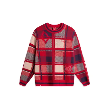 LiNing Rijin Doujin Collection Knitwear Unisex Red Plaid