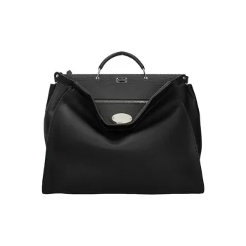 FENDI Peekaboo Leather Tote Bag Single Shoulder Crossbody Handbag Men's Black
