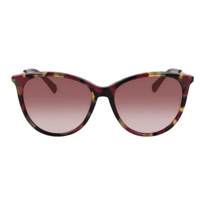 LONGCHAMP Acetate Metal Cat Eye Sunglasses Women's Red-1