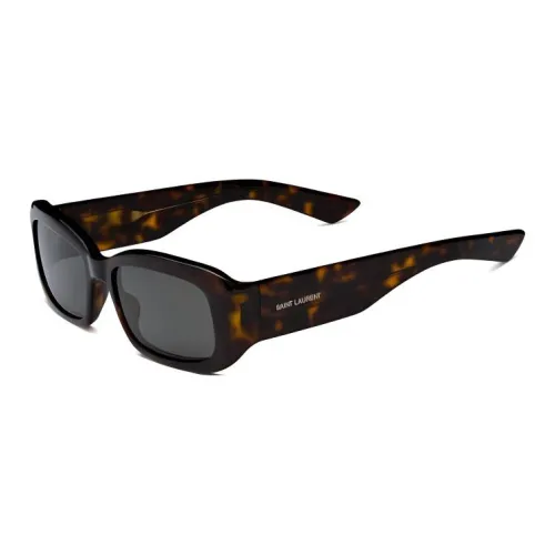 SAINT LAURENT Injection Molding Plastic Polyamide Rectangular Sunglasses Women's Brown Tortoiseshell