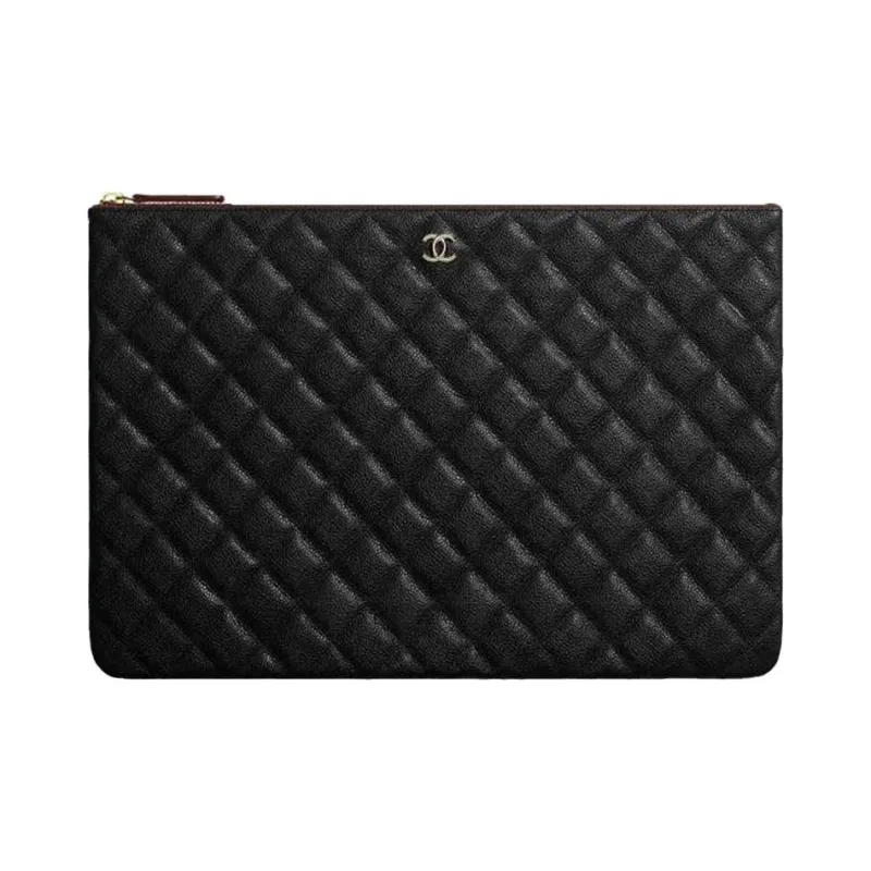 CHANEL With Cow Leather And Sheepskin Clutch Tubas Women's Black-0