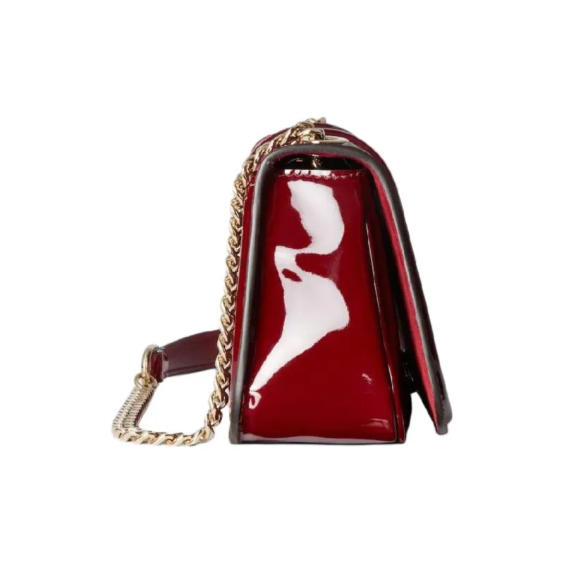 GUCCI Blondie Patent Leather Crossbody Bag Shoulder Bag Mini Women's Red-2