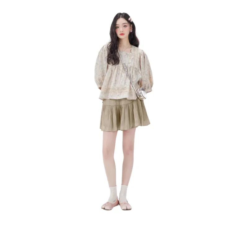 DEAR DEER PUFF Shirt Women's Floral-1