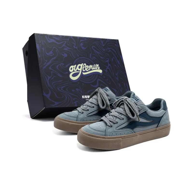 OUGLEMEN Red Snake Welcoming Spring Collection Anti-Slip And Wear-Resistant Lightweight Low-Top Skateboard Shoes Men's-10