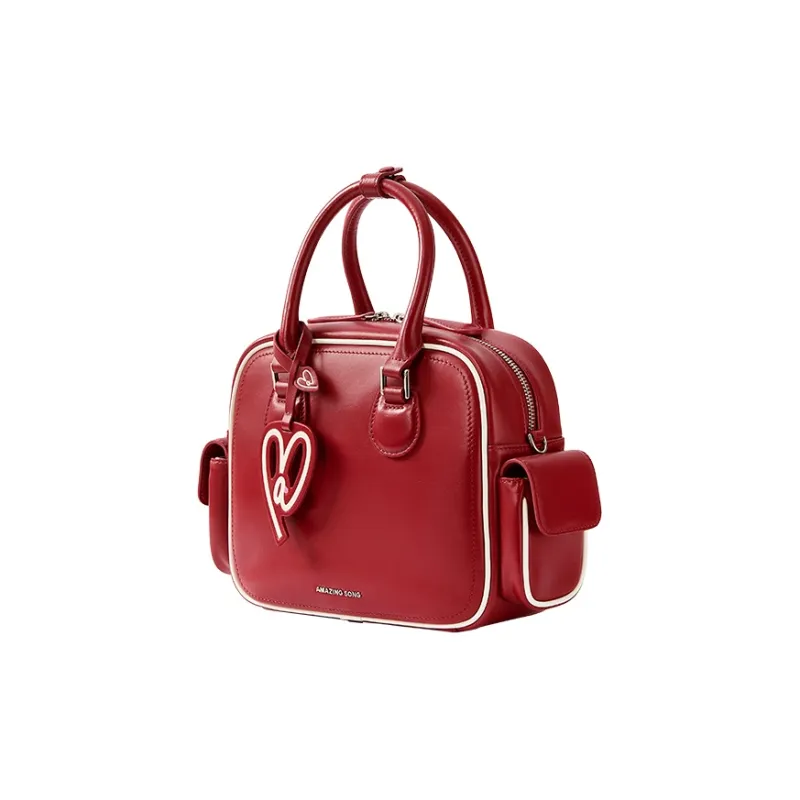 AMAZING SONG Cow Leather One Shoulder Handbags Medium Size Women's Multicolor-5