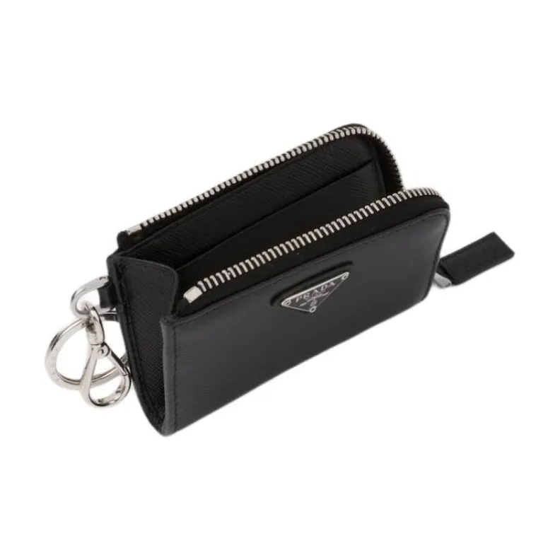PRADA Saffiano Leather Key Pouch Women's Black-6