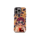 Diamond-Coated Lens Film Stand with Leopard Print Prosperity Girl Phone Case