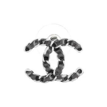 CHANEL Stud Earrings Women's Black