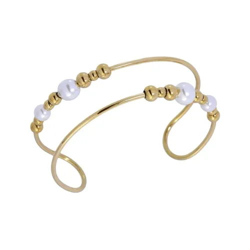 ANARTXY Surgical Steel Pearl Bangles Women's Gold/Silver