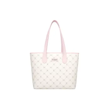 Kappa Matte Leather Tote Bag, Shopping Bag, Shoulder Bag Tubas Women's Peach Milk Foam Pink