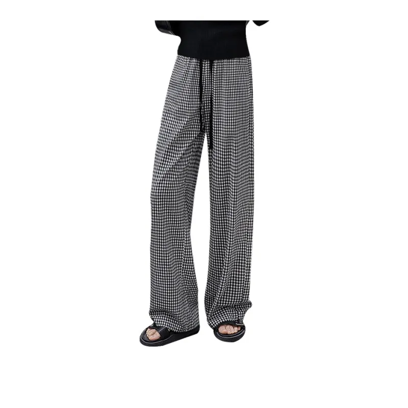Cypress House Casual Pants Women's Black White Plaid-1
